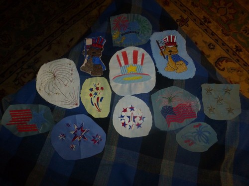 Vintage Homemade Patriotic July 4th Embroidery Remnant Patch Lot Of 12 Unique - Picture 6 of 6