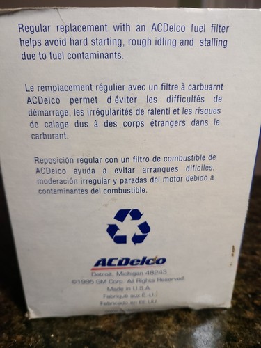 Diesel Fuel Filter Kit ACDelco Replace Chevy GMC OEM# 89016324 With Gaskets. - Picture 4 of 7