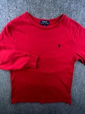 Polo Ralph Lauren Boys Large 14-16 Red Long Sleeve T Shirt Crew Neck Cotton
