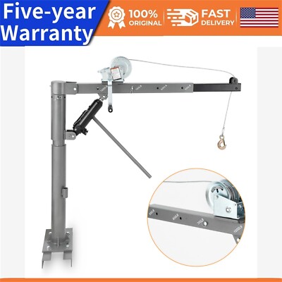1000 lbs Truck Hoist Crane Folding Truck-Mounted Crane Electric Winch Hoist 360°