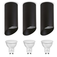 3X Anbauleuchte Deckenleuchte + GlüHbirne Aluminium / Schwarz / 40W / Warmweiß