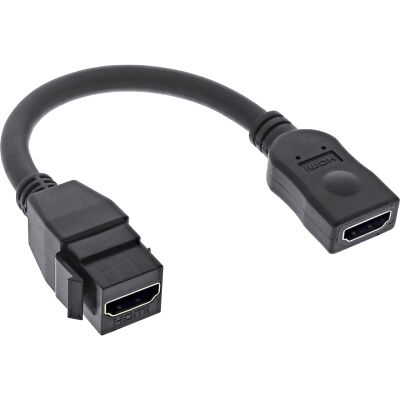 InLine  HDMI  Keystone Adapterkabel 4K/60Hz, A Buchse / Buchse, schwarz, 0,2m