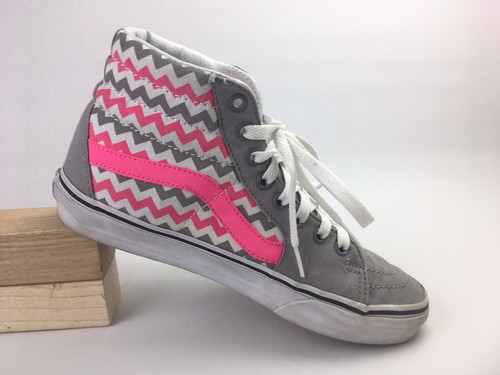 Vans Gray Pink White Chevron Pattern High Top Pro Classic 721454 Men 6.5 Women 8 - Picture 3 of 11