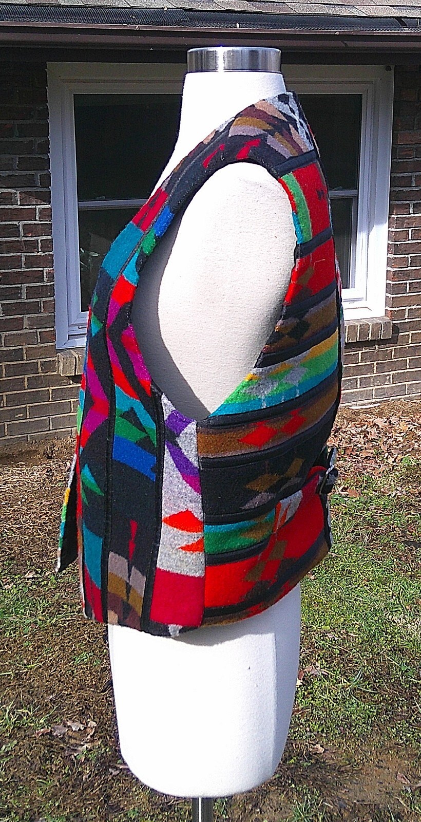 Handmade OOAK Pendleton Patchwork Blanket Wool Ve… - image 4