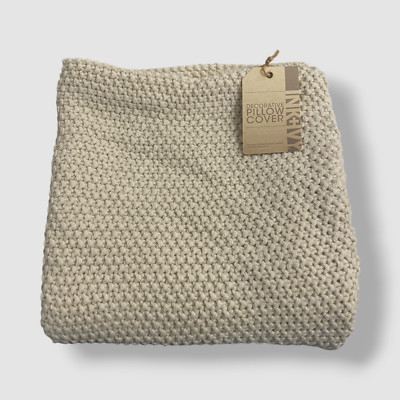 Ink+Ivy Ivory Oversized Bree Chunky-Knit Decorative Square Pillow Cover | 20''Sq.