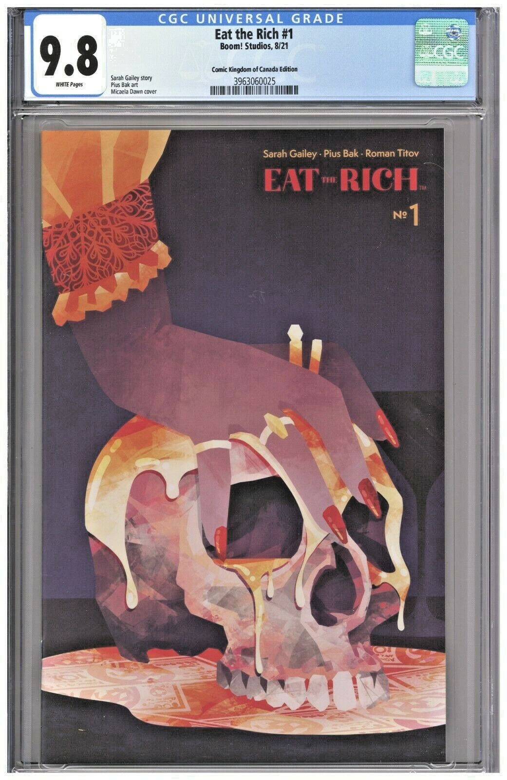 Eat The Rich #1 CGC 9.8 Comic Kingdom Canada Edition Dawn Virgin Cover Variant