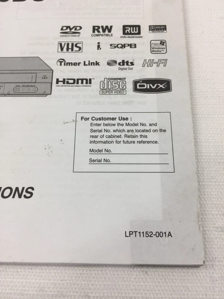 JVC OEM DR-MV77SU DR-MV78BU DVD VHS Recorder Owners Manual Original - Image 4 of 4