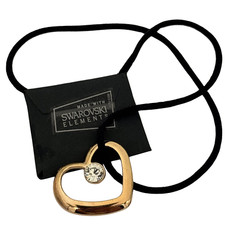 Swarovski Crystal Elements Necklace Floating Gold Open Heart Black Cord