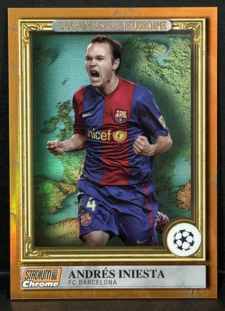 2022-23 Topps Stadium Club Chrome UCL Andres Iniesta Orange Legend Of Europe #/25  
