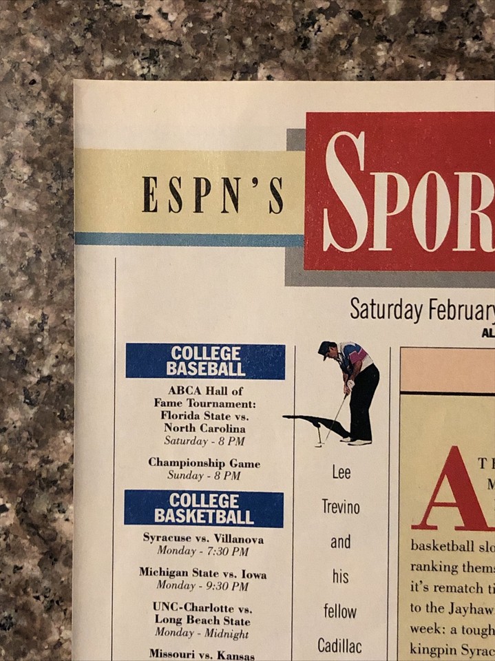 1990 ESPN Sports Week PRINT AD TV Listing - February 10 - February 16 ...