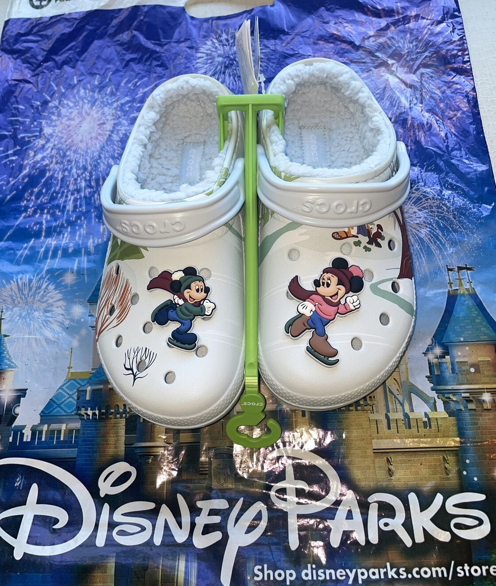 Disney Parks 2023 Holiday Mickey and Friends Fuzzy Crocs M5/W7 NWT