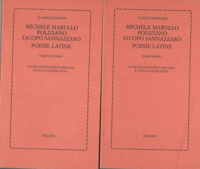 MICHELE MARULLO POLIZIANO IACOPO SANNAZZARO Italienische Gedichte KLASSIKER RICCIARDI