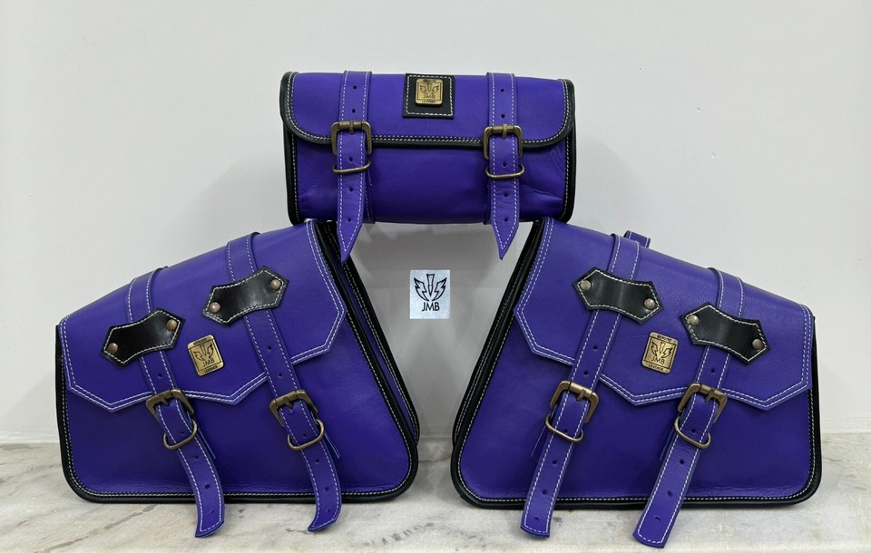 JMB ® Leather Motorcycle Saddle Bags Saddlebag Luggage Bag For