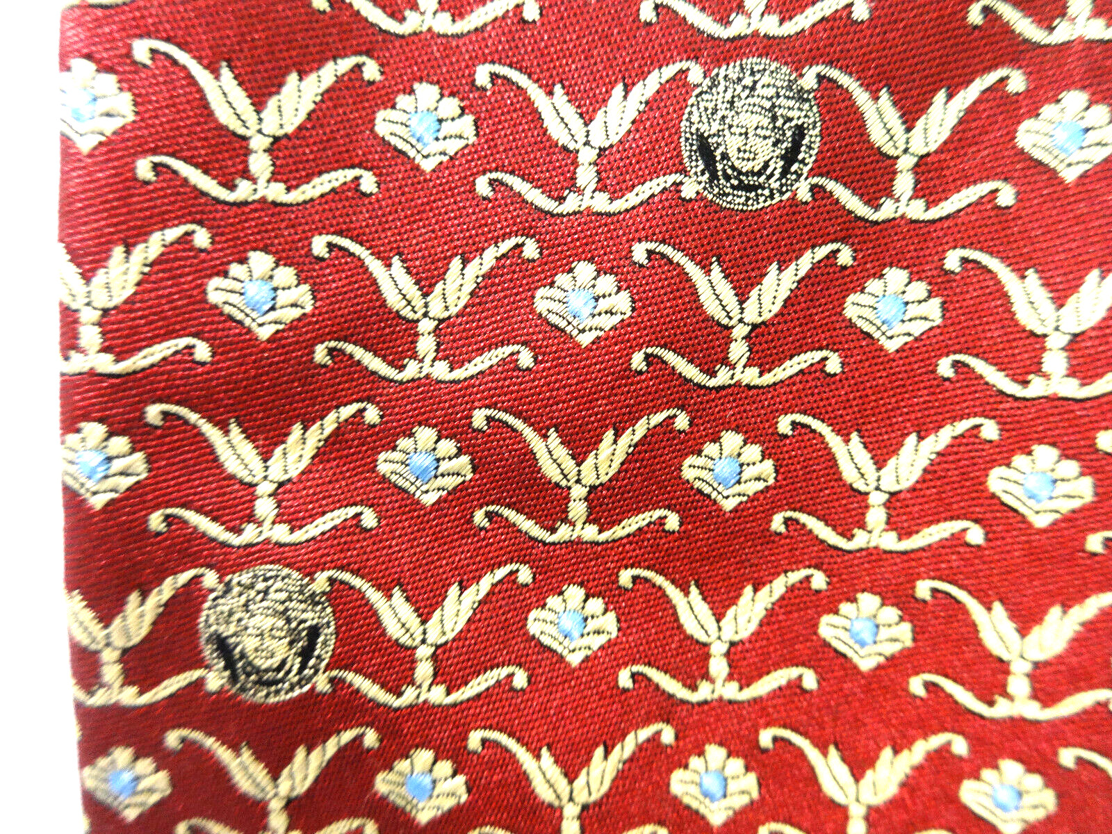 GIANNI VERSACE SILK TIE MEDUSA HEAD LOGO ITALY RARE BLK LABEL RED GOLD BLUE 59" image 2