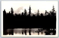 RPPC~Washington~Mt Rainier Seen From Lake @ Twilight~PM 1945~Real Photo Postcard