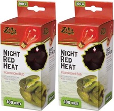 Zilla Incandescent Night Red Heat Bulb for Reptile 100 Watt 2 packs 