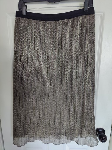 Rafaella Metallic Crinkle Straight Pull On Midi Skirt M NWT - Picture 3 of 6