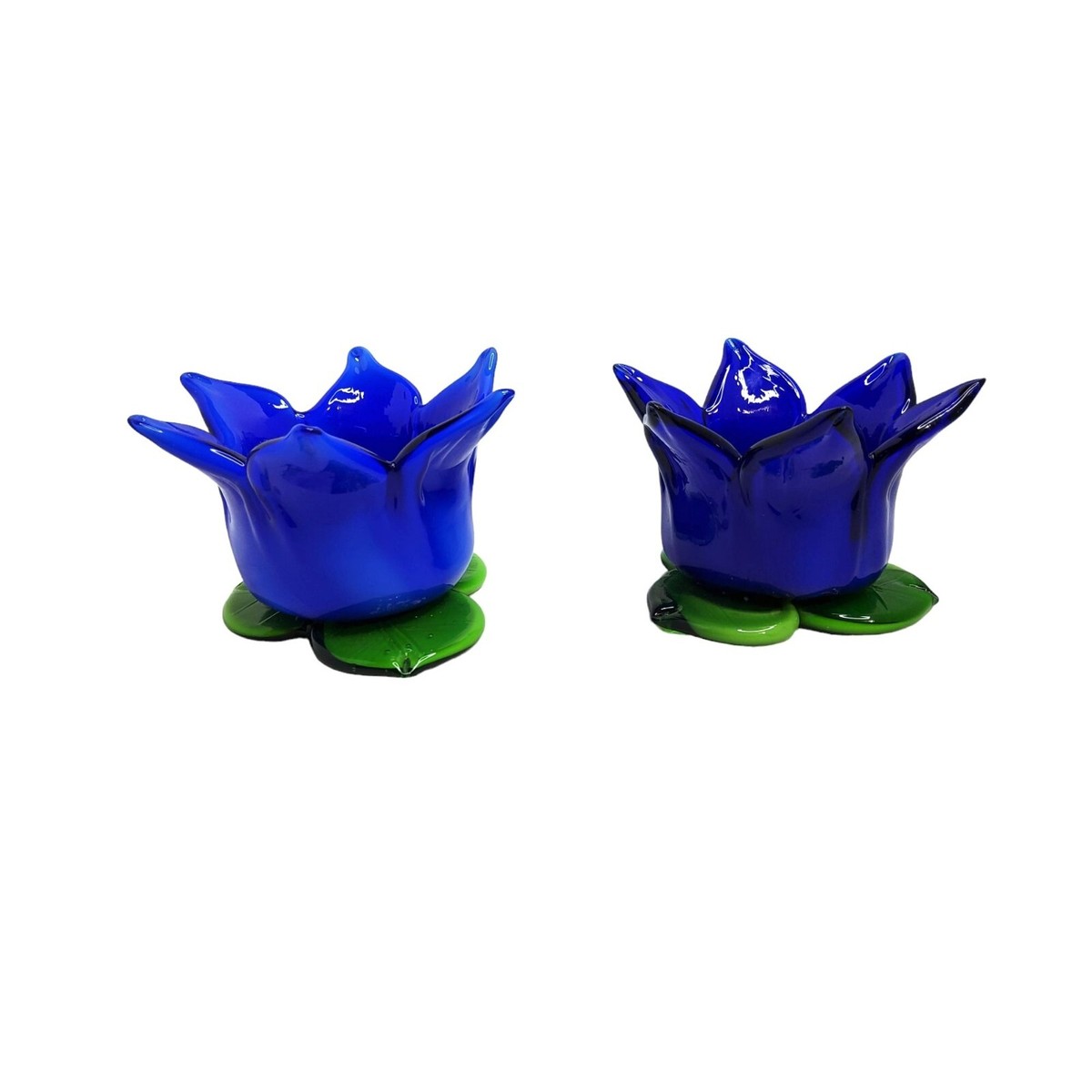 vintage blue/green art glass tulip candle holders | eBay display picture 1
