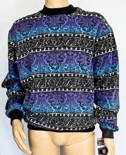 Vintage VSW VISION STREET WEAR Sweatshirt Blue Purple BLEM- FADED Large NOS NWT