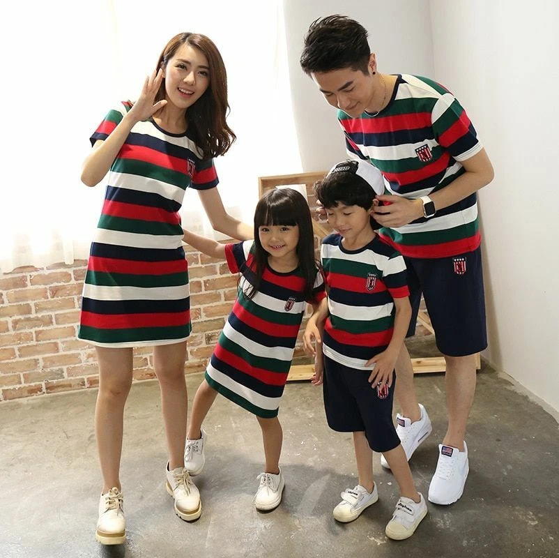 Family Matching Clothes National Shirt Father Mother Daughter Son Mom Dress Look