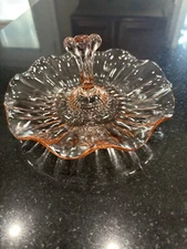 Vintage Pink Depression Glass Candy Dish /tidbit Trey 