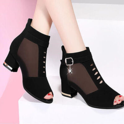 Zapatos Para Negro Mujer Con Hebilla Tacón Alto Plataforma | Meses Sin