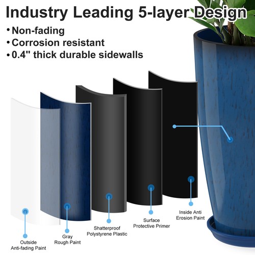 21" Tall Round Planter Indoor Outdoor Plant Pot Flower Pot with Drainage Holes - Picture 3 of 45