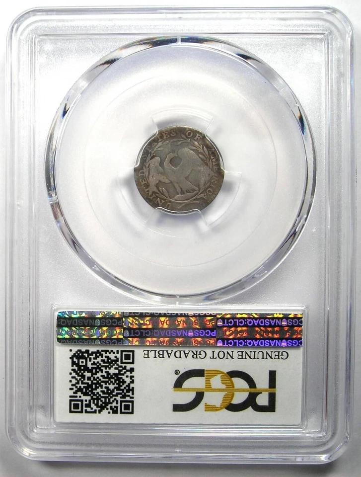 Media moneda de diez centavos 1795 cabello suelto H10C - Certificado PCGS VF Detalles - ¡Moneda de fecha rara! Foto 3 de 4