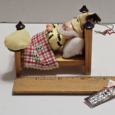 Hershey's Kurt S. Adler Elf Sleeping In Bed Christmas Ornament with Tags 1997