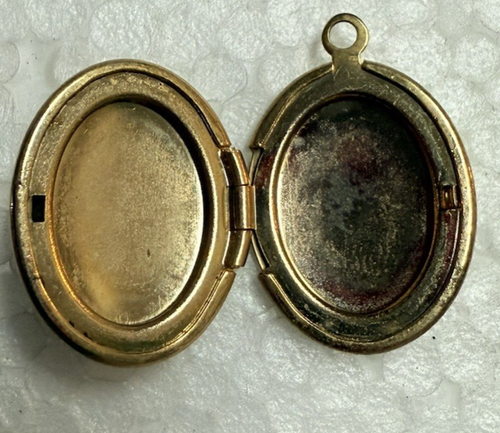 Antique Victorian Enamel Charm Pendant Locket Orange-Blue Roses - Picture 2 of 6