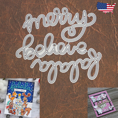 Xmas Trio Large Sentiment Words Cutting Dies - Christmas   Falala Merry Believe