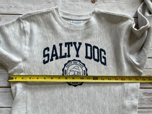 CHAMPION REVERSE WEAVE SALTY DOG CAFE CREWNECK SWETSHIRT GRAY YOUTH LARGE EUC - Picture 5 of 7