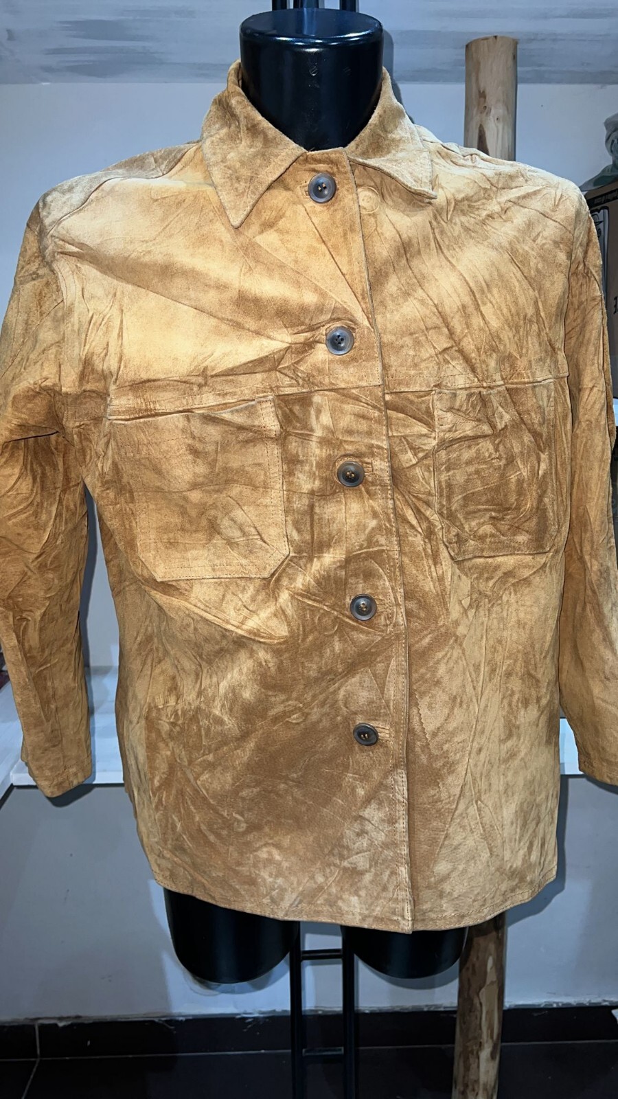Used Brown Leather Jacket For Men Size 46 PGS455PI