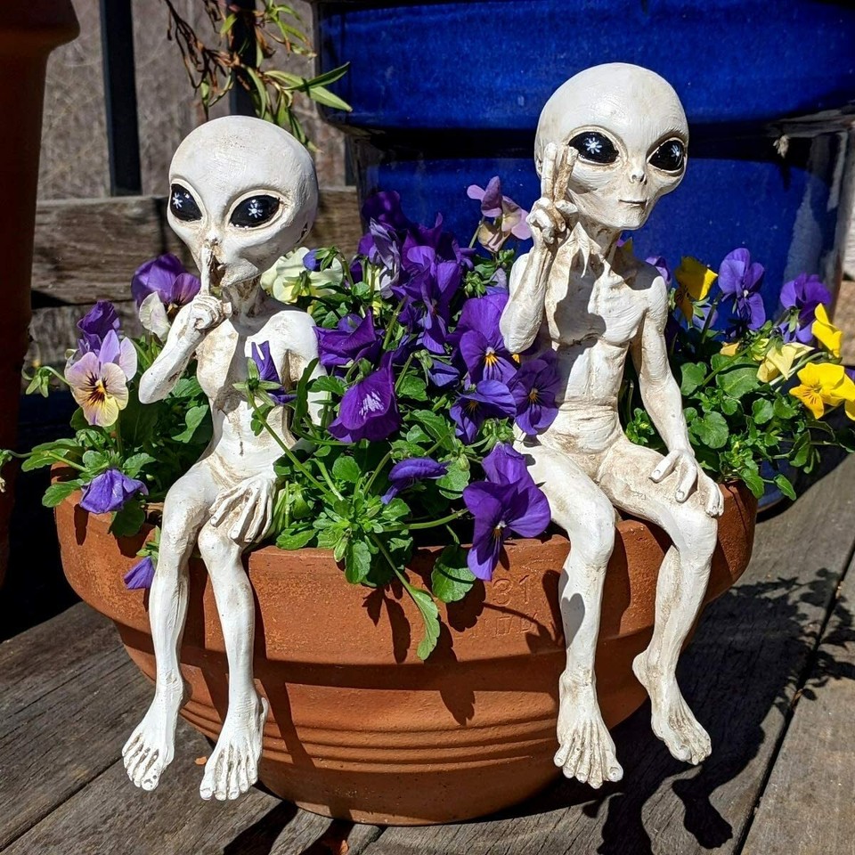Alien Shelf Sitters Peace Quiet 8 in Extraterrestrial Garden Statues ...