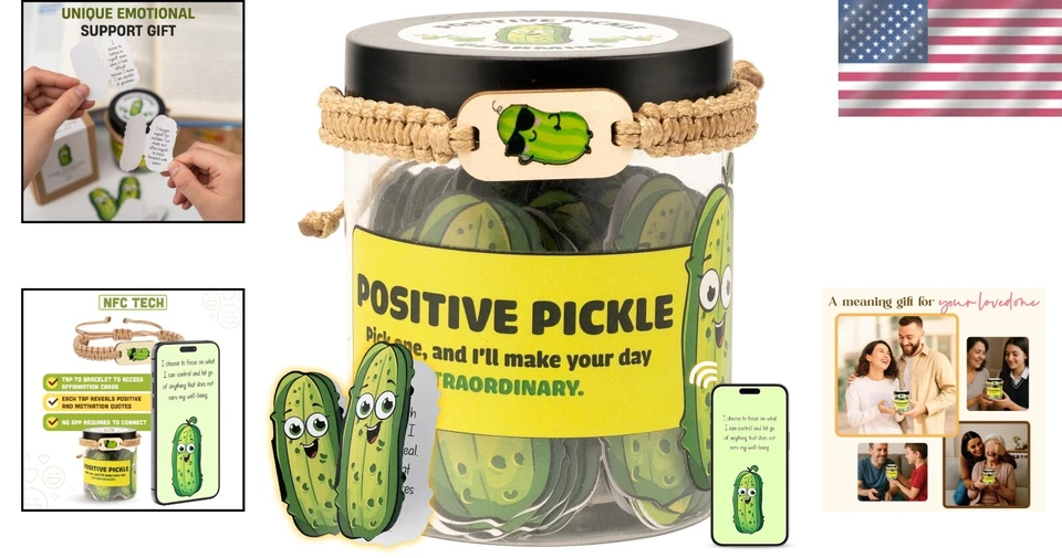 Tarro de 60 tarjetas de pepinillo positivo, tarjetas de afirmación para mujer, regalos del día del padre para Foto 2 de 4