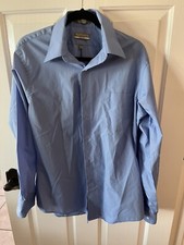 Men  s Van Heusen fitted long sleeved shirt blue large 34/35