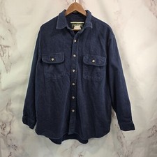 Field  Stream Shirt Men XL Navy Blue Button Flannel Heavyweight Shacket Chamois