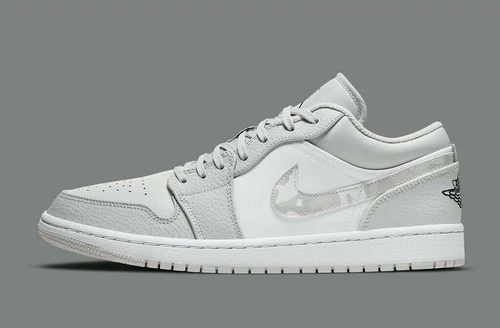 HERREN NIKE AIR JORDAN 1 NIEDRIG, TARNMUSTER GRÖSSE UK 14 EUR 49,5 (DC9036 100) GRAU NEBEL