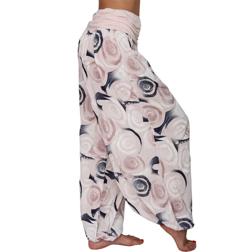 Women Elastic Waist Boho Floral Harem Trousers Baggy Wide Leg Palazzo Pants - Picture 21 of 60