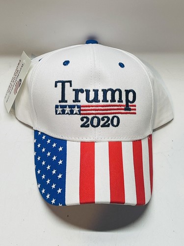 DONALD TRUMP American Flag And White Hat Cap Red White And Blue Trump 2020.