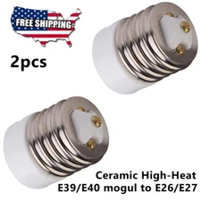 Antique Mogul E39 to Medium Base E26 E27 Socket Adapter Converter Lamp 2pc New!