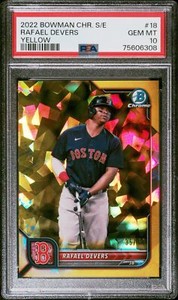 Rafael Devers 2022 Bowman Chrome Sapphire Edition Yellow PSA 10 #18 36/50