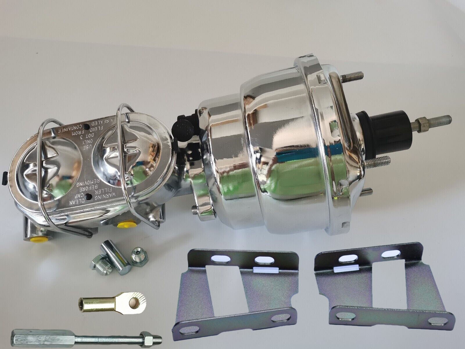 1957 1959 Ford Chrome 8" Dual Power Brake Booster + Bail Top Master