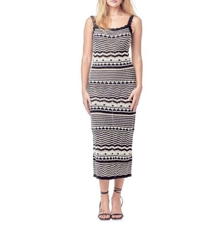 Joie Women's Large White Blue Striped Crochet Dress Knit Midi NWT FREE SHIP - Picture 6 of 7
