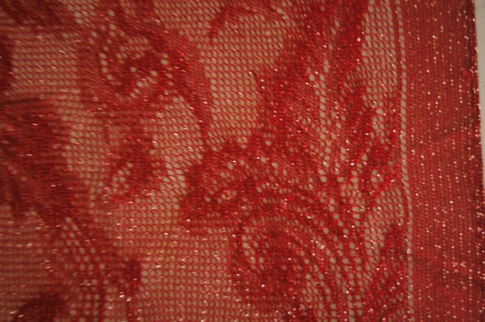 Dark Red Lacy w/Gold Sheen Prayer Shawl Scarf Fabric Over 1 Yard  48" X 70" - Image 4 of 4