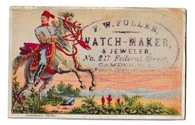 Victorian trade card, F.W.Fuller,Watch Maker, Camden.NY