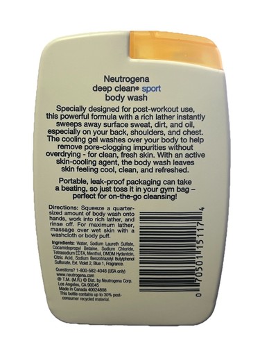 Neutrogena Deep Clean Sport, Cooling Gel Body Wash, 60 Washes, 7.5 Fl Oz - Picture 2 of 3