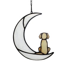 BOXCASA Loss of Dog Sympathy Gift Stained Glass Dog on Moon Suncatcher