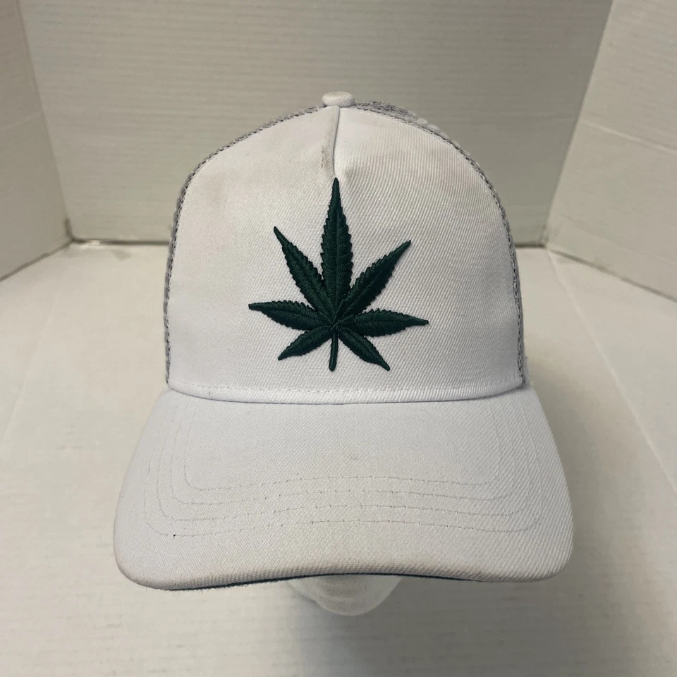 Death Row Records Leaf A-Frame Trucker Adjustable Hat White/Green Exclusive - Image 2 of 4