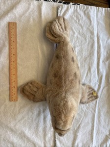 Vintage Steiff Robby Seal 1175/20 18” Stuffed Plush Germany @1970 Ear Button Tag